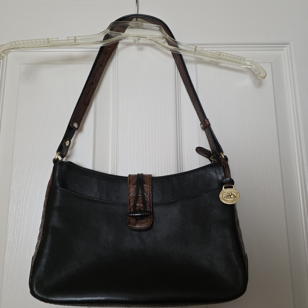 Brahmin Black and Brown Leather Shoulder Bag